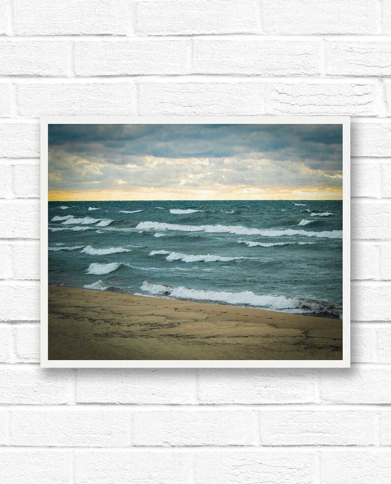 Lake Michigan prints, beach photo download, coastal wall art, Saugatuck Michigan beach printable photography digital download, beach sunset image 2