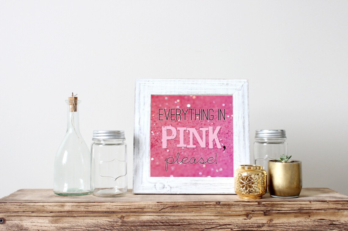 Pink Wall Decor Glitter Wall Decor Pink Digital Download Etsy