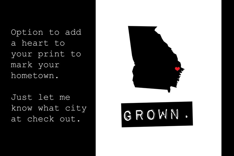 Georgia Wall Art Black and White Print Decor Georgia Sign | Etsy