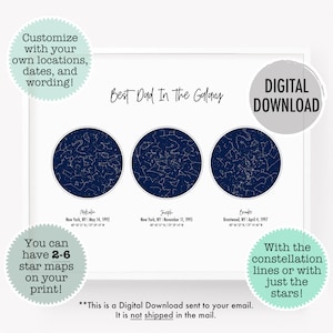 Cadeau personnalisé pour papa, téléchargement de carte des étoiles personnalisée, impression de ciel nocturne, carte de la constellation, cadeau d'anniversaire pour papa, cadeau de mari pour mari