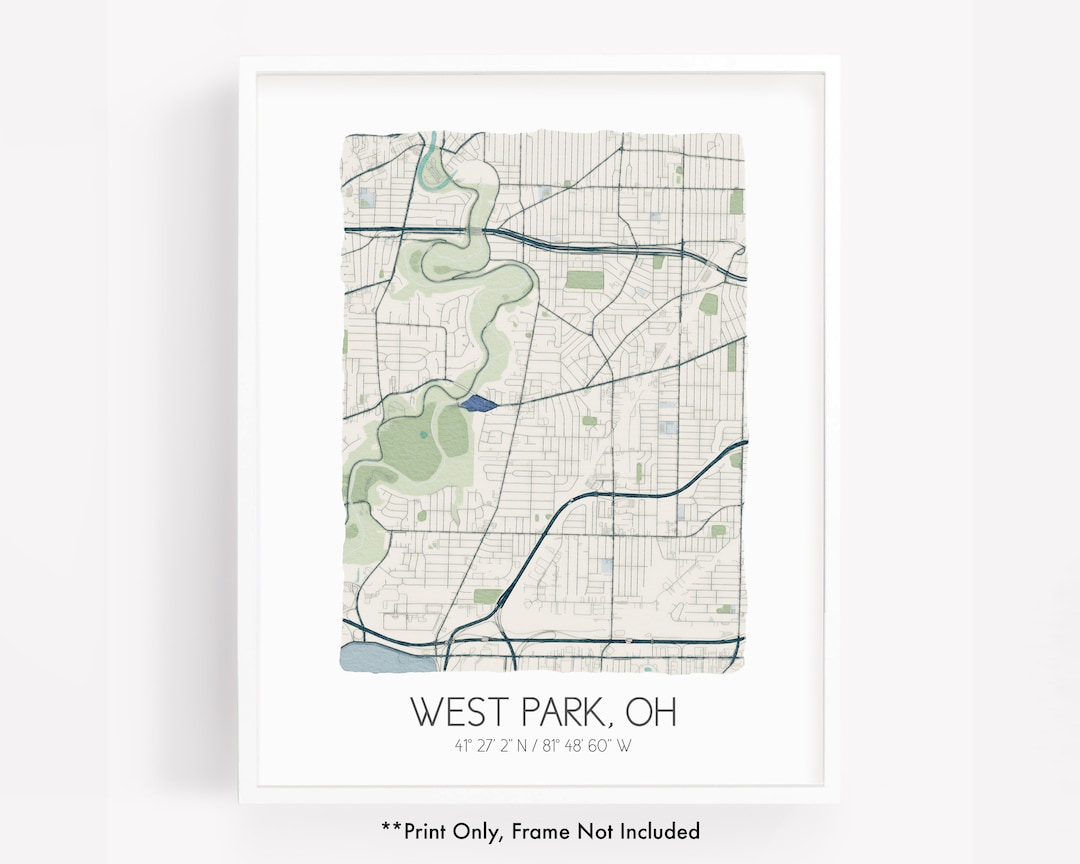 West Park OH City Map Art Print Hometown Map Poster City Map Etsy