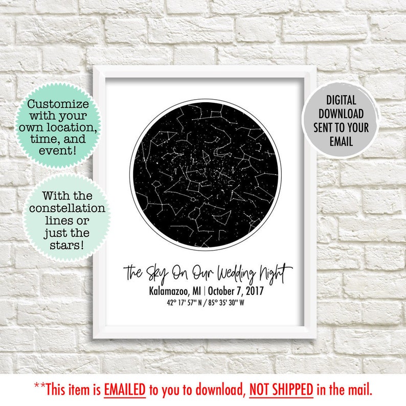 Tailored constellation printable, personalized star map down load, customized star chart, evening sky, custom made present for her, customized star print picture about Constellation Printable named Custom made constellation printable, customized star map down load, personalized star chart, night time sky, tailored present for her, personalized star print