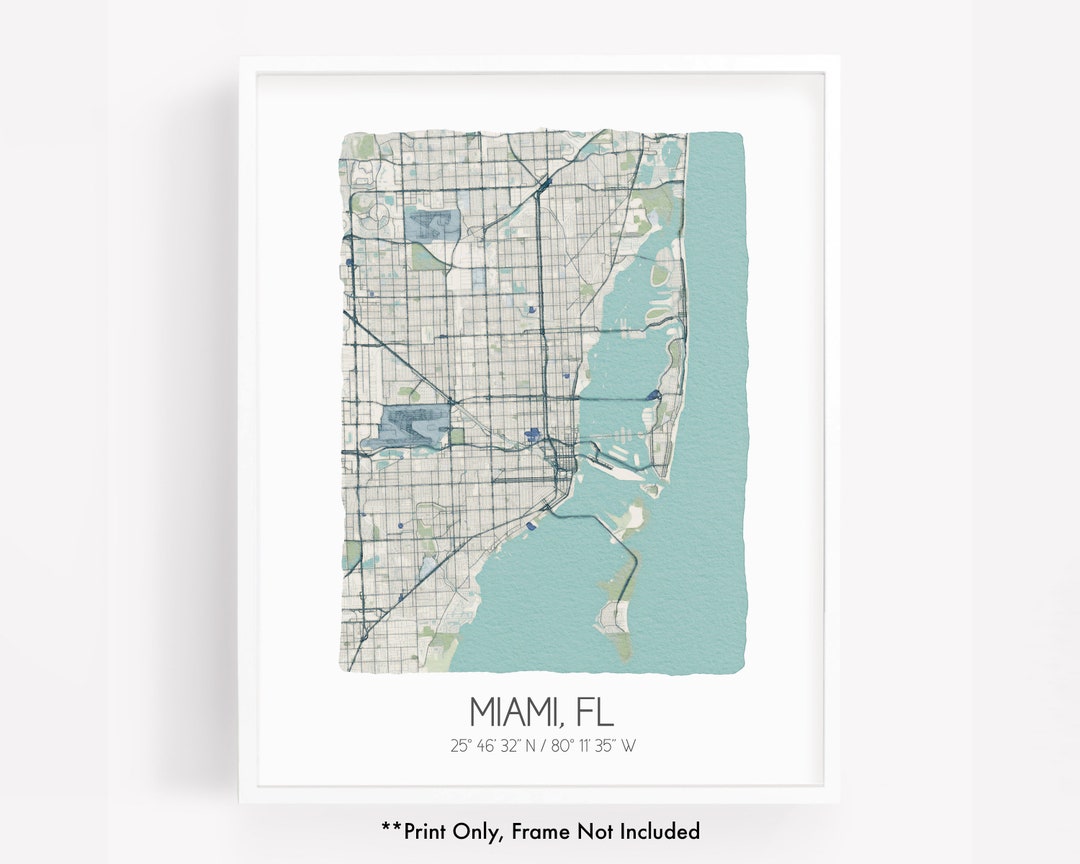 Miami FL City Map Art Print Hometown - Il 1080xN.5564344418 Halt