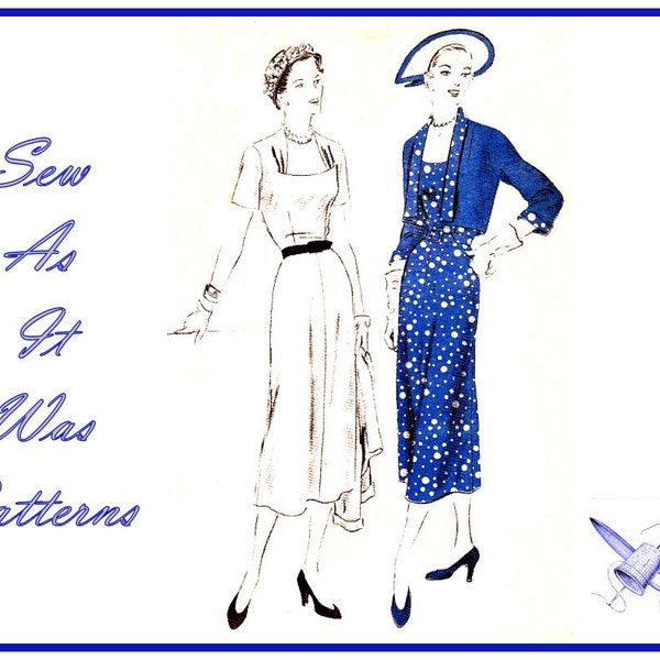 Vogue 6995 Dress Scoop Neck Side Gathers Crop Bolero Jacket 1950s FF Unused Vintage Sewing Pattern Size 18 Bust 36" 92cm