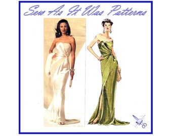 FF 2000s Vogue 2929 Designer Original Bellville Sassoon Strapless Slinky Evening Gown Dress Sewing Pattern Sizes 10, 12, 14