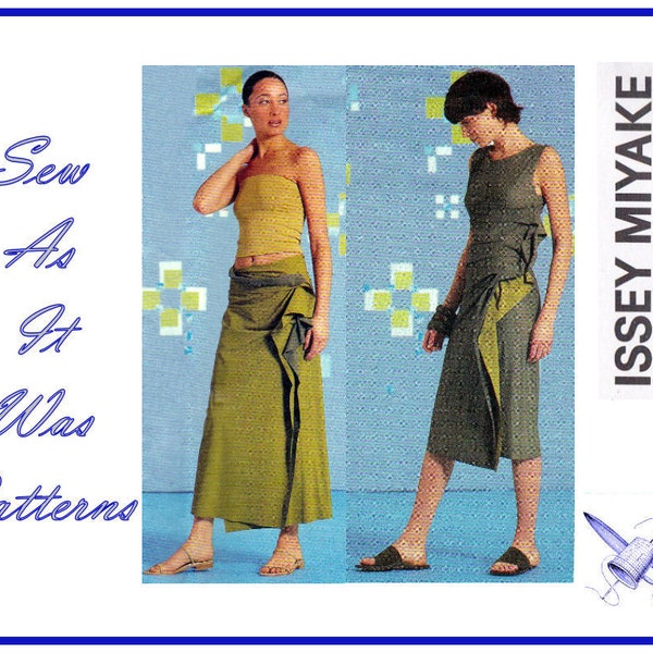 Vogue 2556 Size 14 16 18 Uncut FF Issey Miyake Designer Original Sewing Pattern Front Drape Gather Dress Wrap Skirt Contrasts Bust 36 38 40