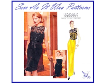 FF Vogue 1959 1990s Strapless Evening Dress with Over Blouse Sewing Pattern Designer Original Bellville Sassoon Sizes 12 14 16