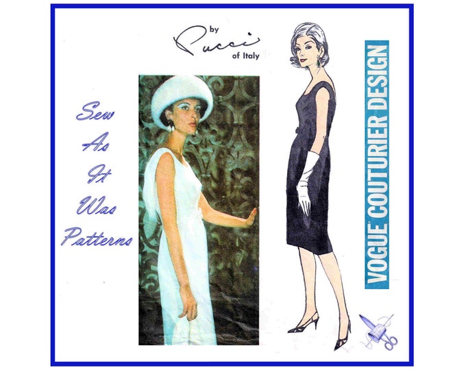 Pucci Sewing Pattern Vogue 1337 Couturier Design Pucci 1960s Sheath Dress Back Cowl Vintage ...