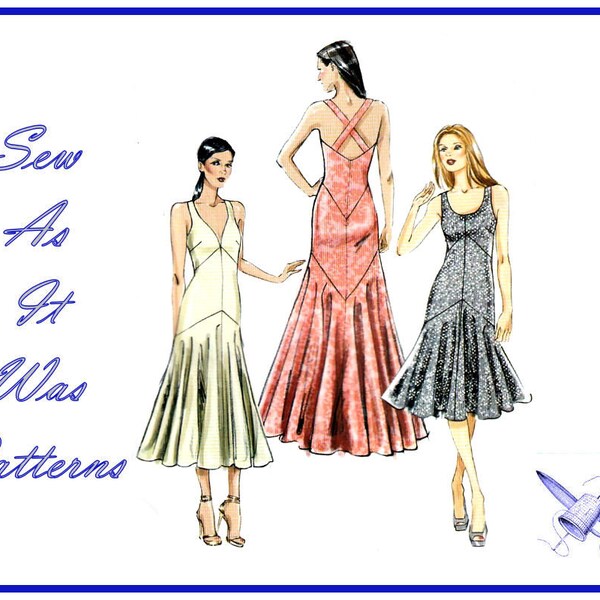 FF Uncut 2010s Vogue 8814 Sleeveless Fitted Flared Strap Dress Evening Cocktail Sewing Pattern Sizes 6 8 10 12 14 bust 30 31 32 34 36"