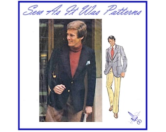 Vogue 2737 1970s Men’s Tailored Notched Collar Jacket & Pants / Trousers - Paris Original Pierre Cardin Vintage Sewing Pattern Size 44 Chest