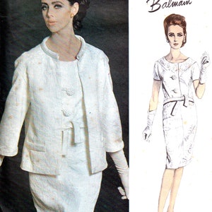FF Vogue Paris Original 1396 Balmain Blouse Skirt Clutch Jacket Suit Scoop Neck 1960s Unused Vintage Sewing Pattern Size 18 Bust 38 83cm image 2