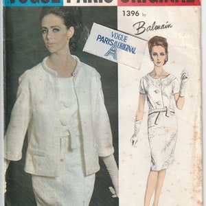 FF Vogue Paris Original 1396 Balmain Blouse Skirt Clutch Jacket Suit Scoop Neck 1960s Unused Vintage Sewing Pattern Size 18 Bust 38 83cm image 4