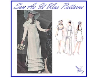 Vogue 2316 1970s Empire Waist Wedding Bridesmaid Dress Vintage Sewing Pattern Bridal Design Size 6