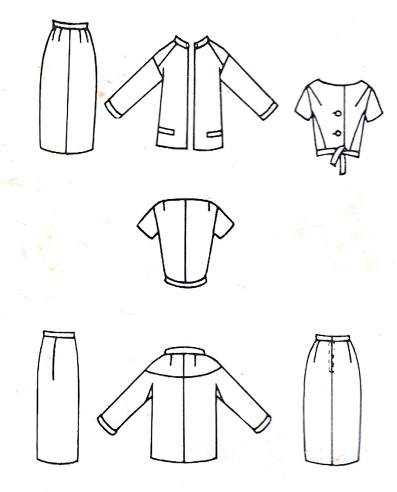 FF Vogue Paris Original 1396 Balmain Blouse Skirt Clutch Jacket Suit Scoop Neck 1960s Unused Vintage Sewing Pattern Size 18 Bust 38 83cm image 3