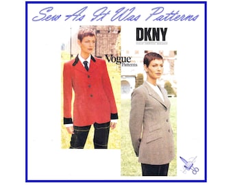 FF Vogue 1655 1990s DKNY Classic Equestrian Style Jackets Vintage Sewing Pattern American Designer Sizes 14 16 18