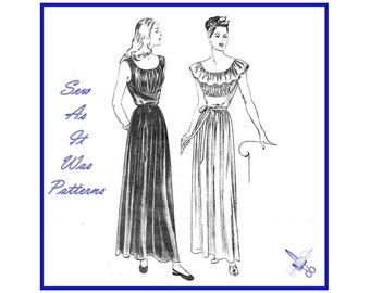 Vogue 5901 1940s Ruched Nightgown Peignoir Vintage Sewing Pattern Size 14 Bust 32" 82cm