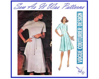 Vogue Couturier Design 1170 Belinda Bellville Dress Flared Panels High Neckline 1970s FF Unused Vintage Sewing Pattern Size 14 Bust 36 92cm