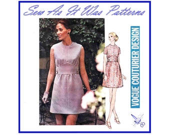 Vogue 2303 1970s Couturier Design Valentio Midriff Band Mini Dress Vintage Sewing Pattern Size 16 Bust 38” 102cm