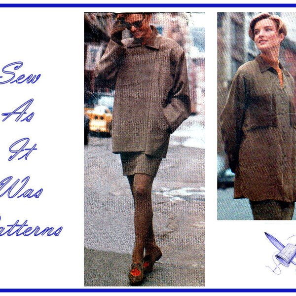FF 1990s Vogue Attitudes 2563 Designer Pomodoro Jacket Blouse Top Shirt Mini Skirt Vintage Sewing Pattern Plus Size 18 20 22 Bust 40 42 44"