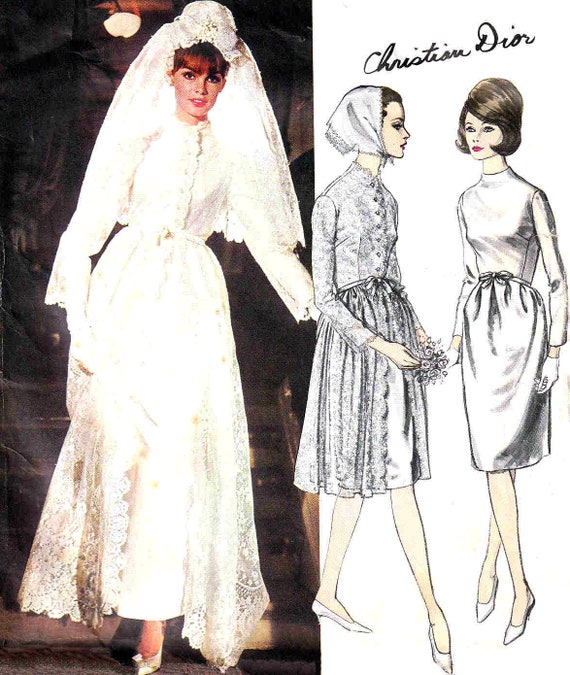 FF 1960s Vogue 1346 Paris Original Christian Dior Bridal Bell Skirt Evening Dress High Neck Lace Overdress Veil Vintage Sewing Pattern Sz 14 - Etsy FF 1960s Vogue 1346 Paris Original Christian Dior Bridal Bell Skirt Evening Dress High Neck Lace Overdress Veil Vintage Sewing Pattern Sz 14 - Etsy