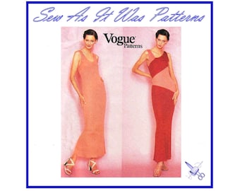 FF Vogue 1979 1990s Sleeveless Slim A-Line Maxi Dress Sewing Pattern Paris Original Lagerfeld Sizes 12 14 16