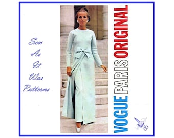 FF Vogue 1940 Paris Original Nina Ricci 1960s Evening Over Dress Slim Pants Skirt Lounge Suit Uncut Vintage Sewing Pattern Size 14 Overdress