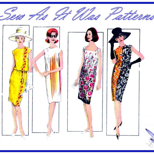 jaren 1960 vogue 6152 schede Shift Dress riem mouwloos Square ronde halslijn Vintage naaien patroon grootte 12 buste 32-inch 83cm