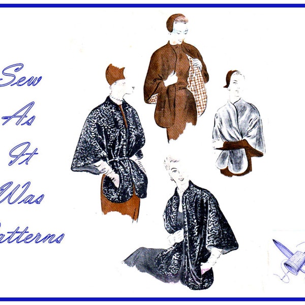Rare 1950s Vogue 6914 Cape Stole Wrap Shrug Shawl Warp-A-Round Jacket Coat Vintage Sewing Pattern Size Medium 16 18 Bust 34 36" 87 92cm