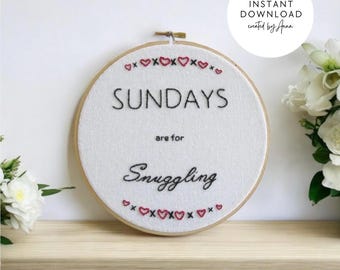 Los domingos son para acurrucarse Diseño de bordado (Patrón PDF)
