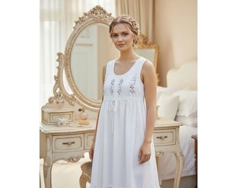 GILLIGAN O'MALLEY vintage coton cottage robe de nuit mariage mariée petite taille