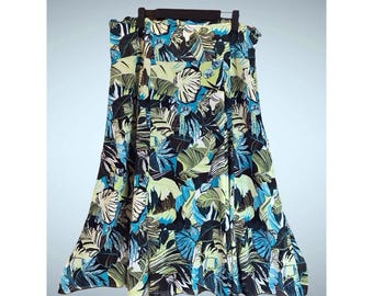 Jupe Y2K RQT Femme Taille L Polyester Coupe trapèze Longueur genou doublé Tropical Beach