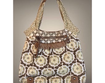 VTG Fossil Original Brand Sac cabas en toile marron à imprimé floral