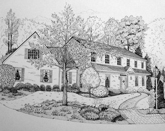 Custom Pen & Ink Portrait of a HOME