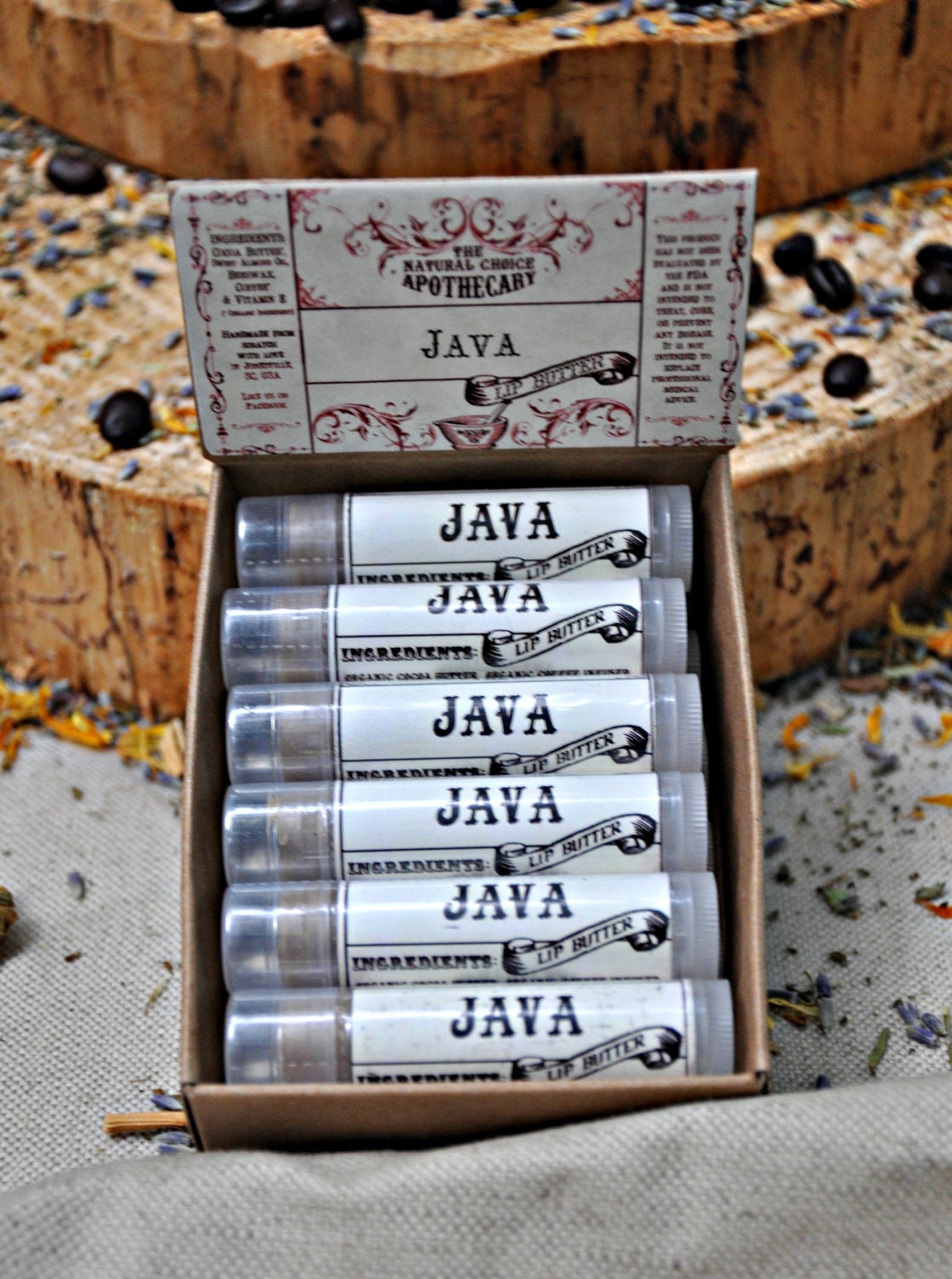 12 Pack - Java Lip Butter, Natural Organic Lip Balm, Fair Trade Coffee ...