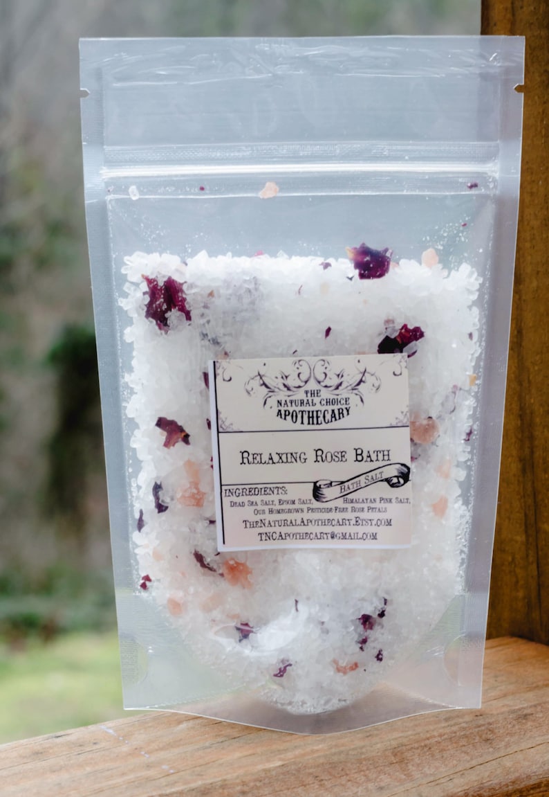 Relaxing Rose Bath Soak, Organic Rose Petal Bath Salt Handmade by the Natural Choice Apothecary