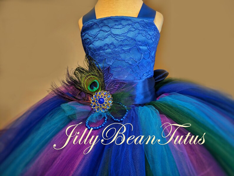 Peacock Colored Flower Girl Dresses