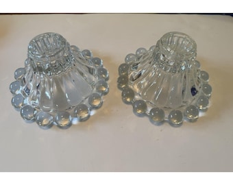 Bougeoirs vintage Boopie Berwick Candlewick en verre transparent Anchor Hocking