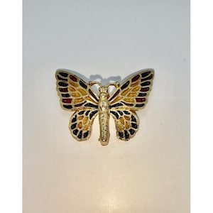 Vtg 70s Napier Plique a Jour Enamel Butterfly Brooch Pin Runway Ad Couture RARE
