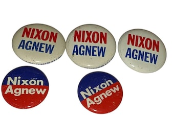 Vintage 1972 Nixon Agnew politieke campagne knoppen veel 5 pinbacks verkiezing GOP Republikein