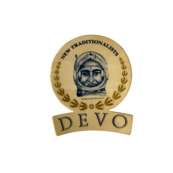 1981 DEVO Vintage Pinback Button New Traditionali… - image 1
