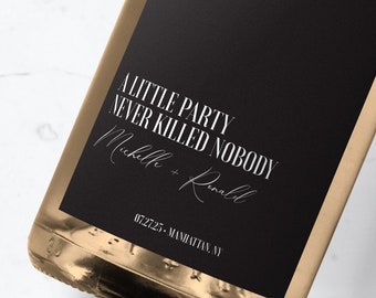 Minimalist Black & White Gatsby Wine Label, Printable Instant Download, Modern Wine Label, Minimalist Wedding Wine Label Favor