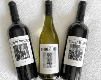Bridesmaid Proposal Wine Label, Photo Template (Digital Download)