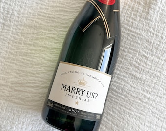 Moët & Chandon Officiant Marry Us Champagne Label, Printable Instant Download, Modern Wine Label, Wedding Wine Champagne Label