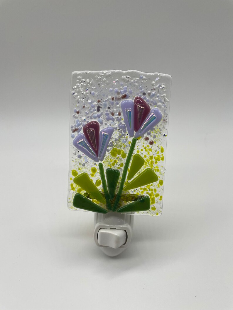 Purple Flower Night Light Etsy