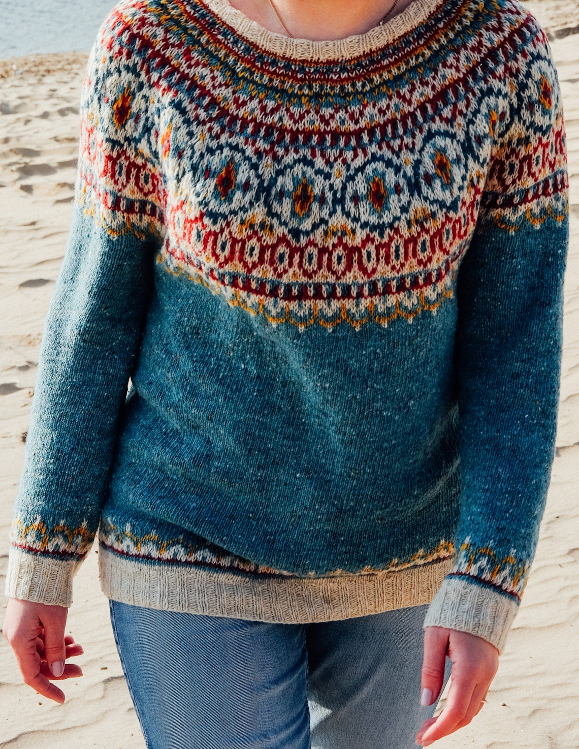 Maglione blu 100 in lana di tweed Pullover Lopapeysa Etsy