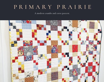 Modern Quilt Pattern, Primary Prairie Quilt PDF Pattern, Scrap Friendly Quilt in Four Sizes