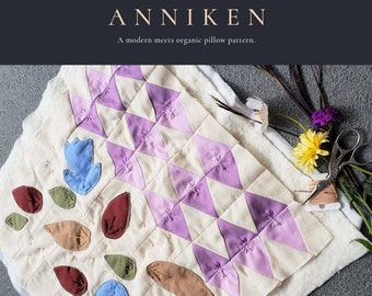 Modern Quilted Pillow Pattern with Appliqué details, Anniken Pillow Pattern PDF Digital Download