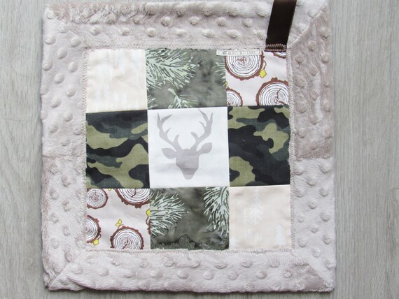 Patchwork Mini Lovey camo Stag Small Baby Blanket Woodland Baby Lovey Small Carry Blanket Baby Snuggly Security Blanket Tagalong Etsy Canada