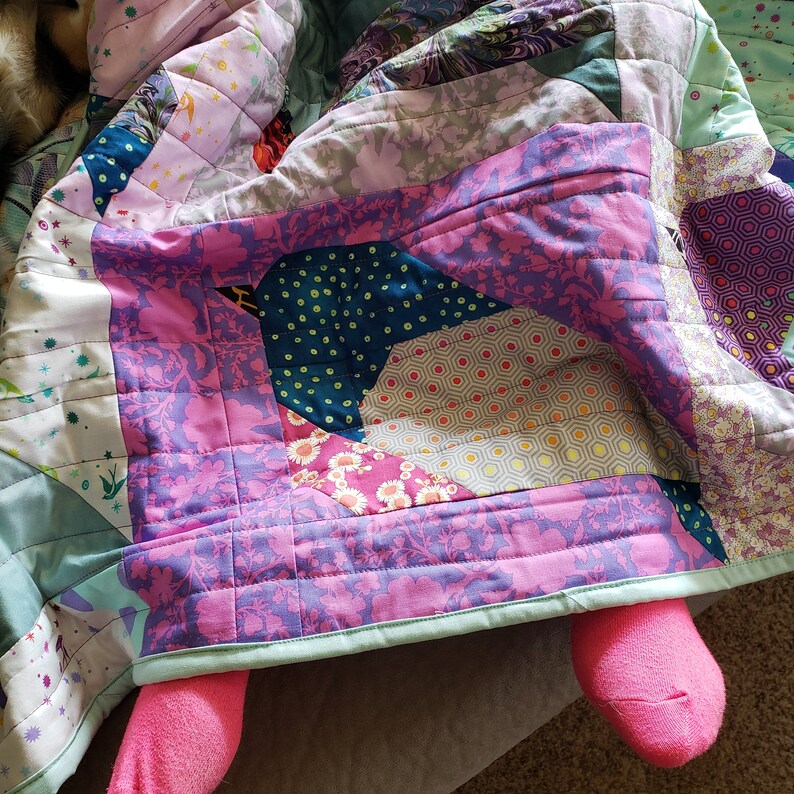 Flock Party Baby Quilt Bird Baby Quilt Modern Bright Baby Etsy