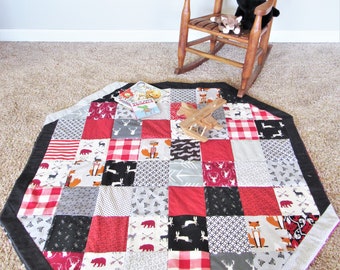 Tappetino da gioco per bambini Woodland Patchwork: coperta per il tempo sulla pancia (39 pollici)